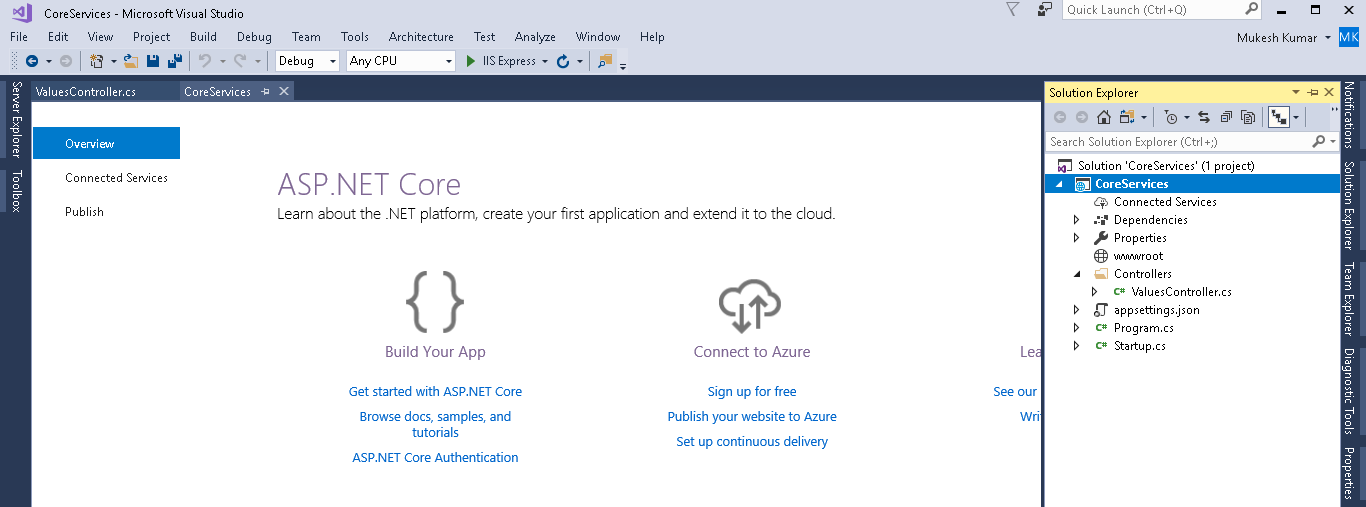 Asp.Net Core Project with Entity Framework